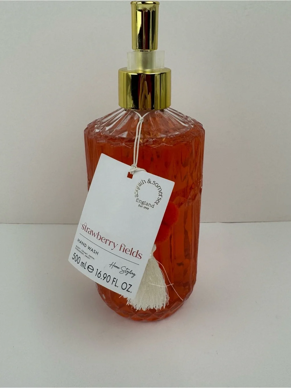 Asquith & Somerset Strawberry Fields Hand Wash 16.9oz Glass Bottle